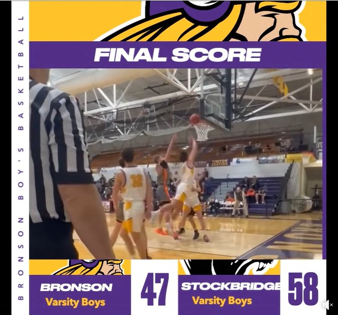 Bronson boys drop game to Stockbridge 58-47